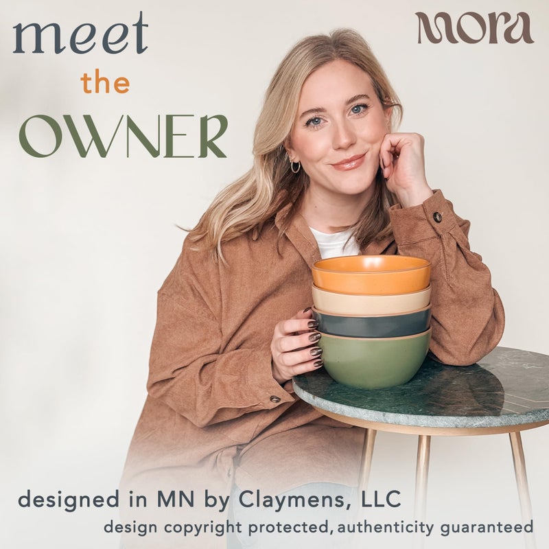 Mora Ceramic Artisan Matte Bowls For Kitchen 28oz - Bowl Set of 4 - For Cereal, Salad, Pasta, Soup, Dessert etc - Dishwasher, Microwave, and Oven Safe - For Breakfast, Lunch and Dinner - Safari Colors - Image 3