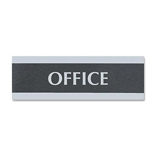 Headline Sign 4762 Century Series Office Sign, OFFICE, 9 x 3, Black/Silver - Image 1