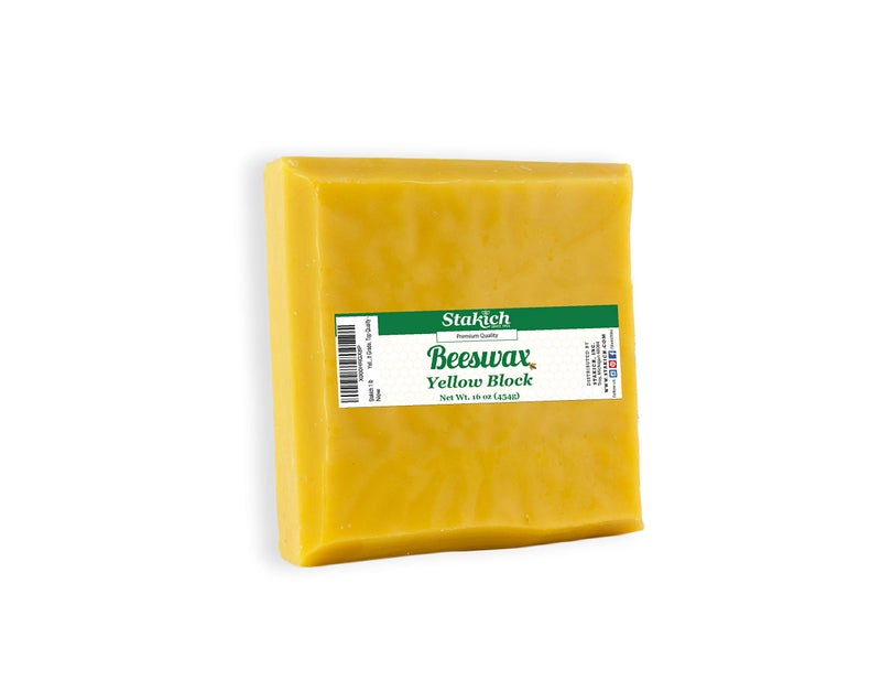 Stakich Yellow Beeswax Block  Natural Triple Filtered  1 Pound Honey Scent