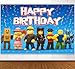 IndoTribe Video Game Birthday Decorations Happy Birthday Banner for Boys 6x4ft Pixel Backdrop Villager Gaming Birthday Party Decorations Video Game Backdrop for Kids Miner Boys Birthday Party Decorations - Image 3