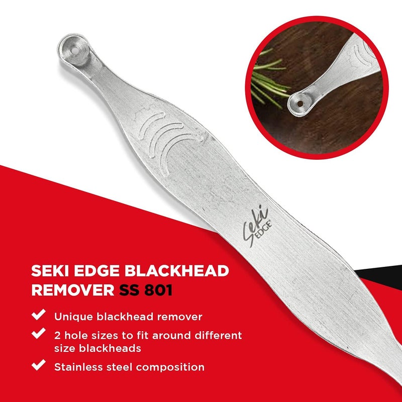 Seki Edge Blackhead Remover (SS-801) - Comedone Extractor for Blackheads - Professional Pimple Popper Tool with 2 Hole Sizes - Preventive Acne Tool & Pore Extractor - Image 4