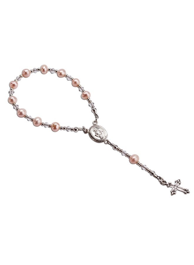 Precious Pieces قطع ثمينة من الفضة الإسترلينية، مسبحة وردية هدية تعميد للبنات الصغيرات - Image 1