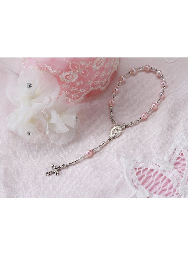 Precious Pieces قطع ثمينة من الفضة الإسترلينية، مسبحة وردية هدية تعميد للبنات الصغيرات - Image 3