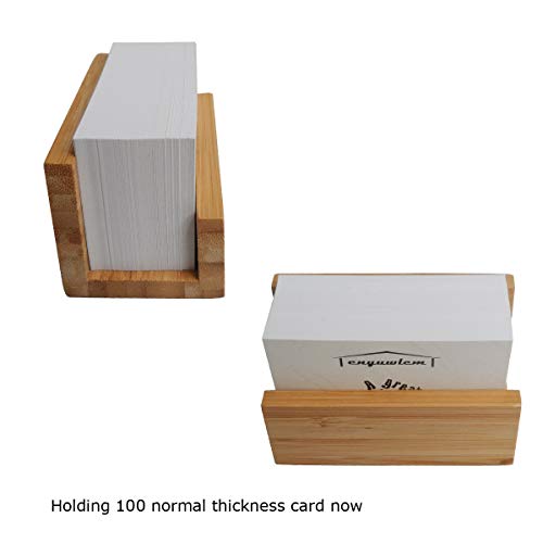enyuwlcm 1 Pack Bamboo Wood Desktop Business Card Holder for Desk Sturdy Business Card Display Stand for Office Suitable for Men Women - Image 3