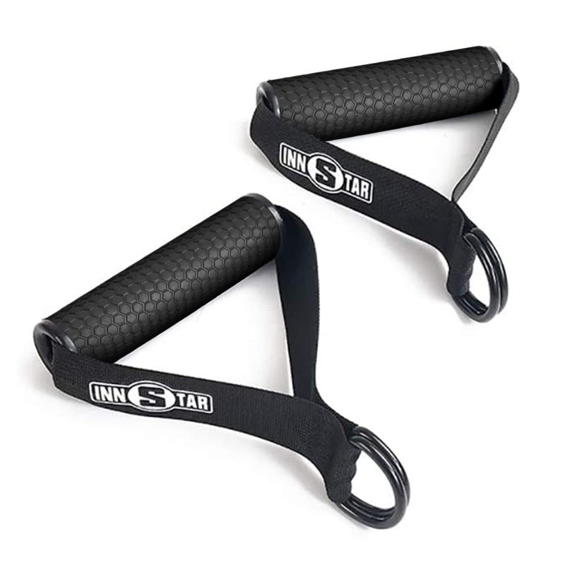 INNSTAR Upgraded Heavy Duty Exercise Handles, Cable Machine Attachments Resistance Bands With Solid ABS Core Grips, Fitness Strap Stirrup Cable Attachment (Set of 2) - Image 1