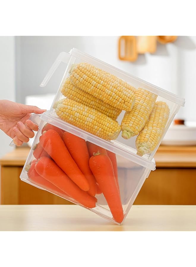 إي سي في في منظم ثلاجة كبير 5 لتر، حاويات تخزين طعام قابلة للتكديس، صناديق تنظيم ثلاجة مع أغطية، حافظة بلاستيكية شفافة مربعة للمنتجات للفواكه والخضروات واللحوم (مجموعة من 4 قطع) - Image 3