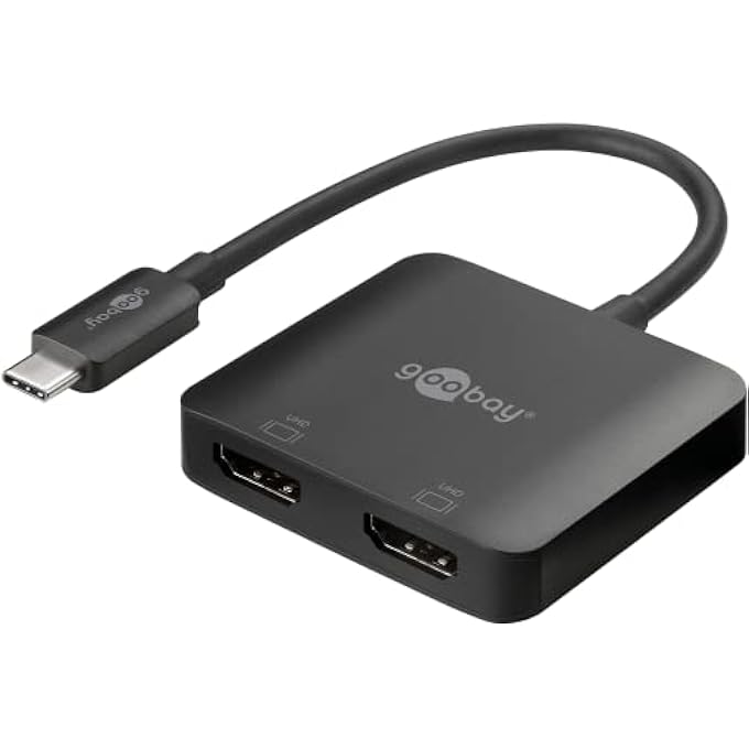 Goobay 60173 USB C TO HDMI ADAPTER / 4K @ 60HZ USB SPLITTER LAPTOP TO 2 MONITORS / 2PORT HDMI HUB 32.4 GBITS/HDMI DOCKING STATION/BLACK - Image 1