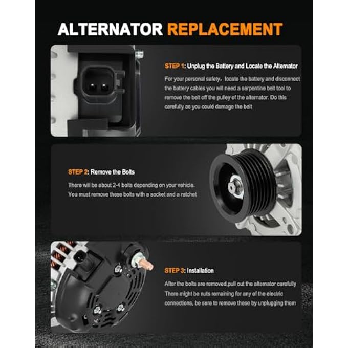 ASAPE 11241 High Output Replacement New Alternator Fit for 2007-2010 for Jeep Commander 5.7L 2007-2010 for Jeep Grand Cherokee 5.7L 2007-2010 for Jeep Grand Cherokee 6.1L - Image 5