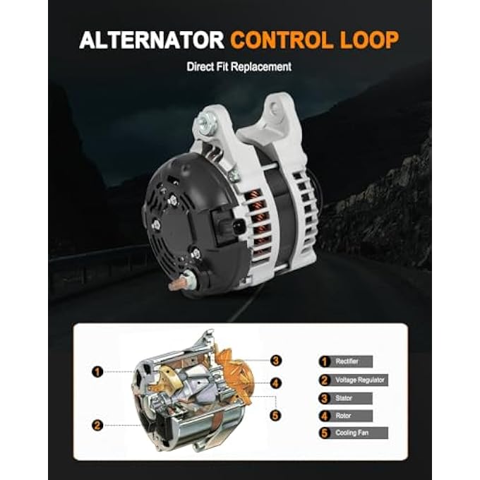 ASAPE 11241 High Output Replacement New Alternator Fit for 2007-2010 for Jeep Commander 5.7L 2007-2010 for Jeep Grand Cherokee 5.7L 2007-2010 for Jeep Grand Cherokee 6.1L - Image 3