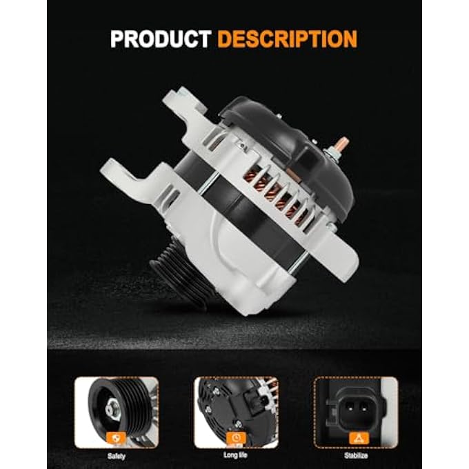 ASAPE 11241 High Output Replacement New Alternator Fit for 2007-2010 for Jeep Commander 5.7L 2007-2010 for Jeep Grand Cherokee 5.7L 2007-2010 for Jeep Grand Cherokee 6.1L - Image 4