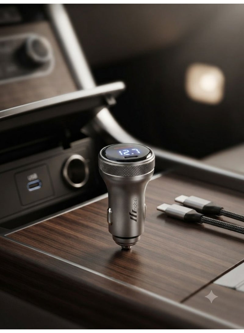 شاحن سيارة Mobzi MZ-12 بقوة 60 واط وشحن سريع وشاشة رقمية - Image 1