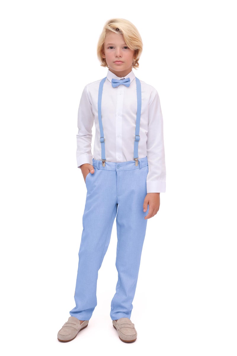 Lilax Boys Formal Slim Fit Boy Pant Set of 4 Pcs Gentleman Wedding Outfits Formal Dress Light Blue4T