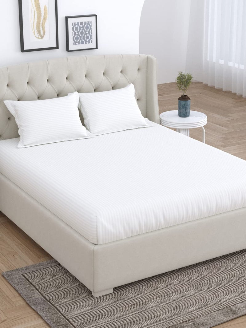LINENWALAS 100 Certified Cotton Bedsheet with 2 Pillowcase 210 TC King Size Bedsheet FadeResistant Soft Hypoallergenic Hotel Quality Flat Bedsheet 108x108 InchesWhite - Image 2