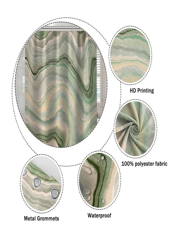 Umpoo Abstract Ink Painting Shower Curtain Light Green Wave Pattern Modern Art Bathtub Shower Curtain for Bathroom Decor Waterproof Texture Washable Fabric Shower Curtain, 72x78 Inch - Image 5
