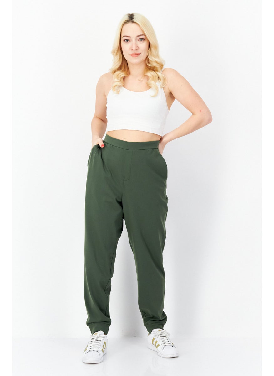 Fourlaps - Women Sportswear Fit Tanning Track Pants, Olive - Image 1