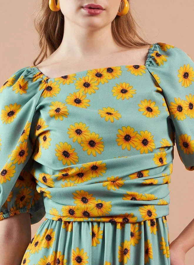 Freehand Women Fit and Flared Casual Floral Print Maxi Dress