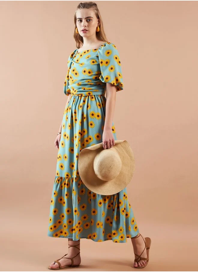 Freehand Women Fit and Flared Casual Floral Print Maxi Dress