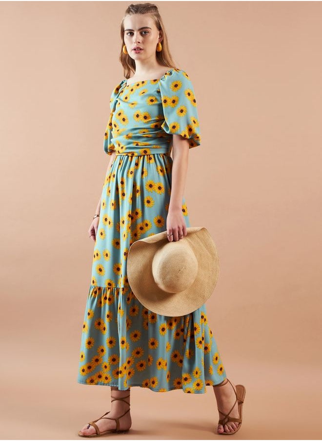 Freehand Women Fit and Flared Casual Floral Print Maxi Dress  - Image 1