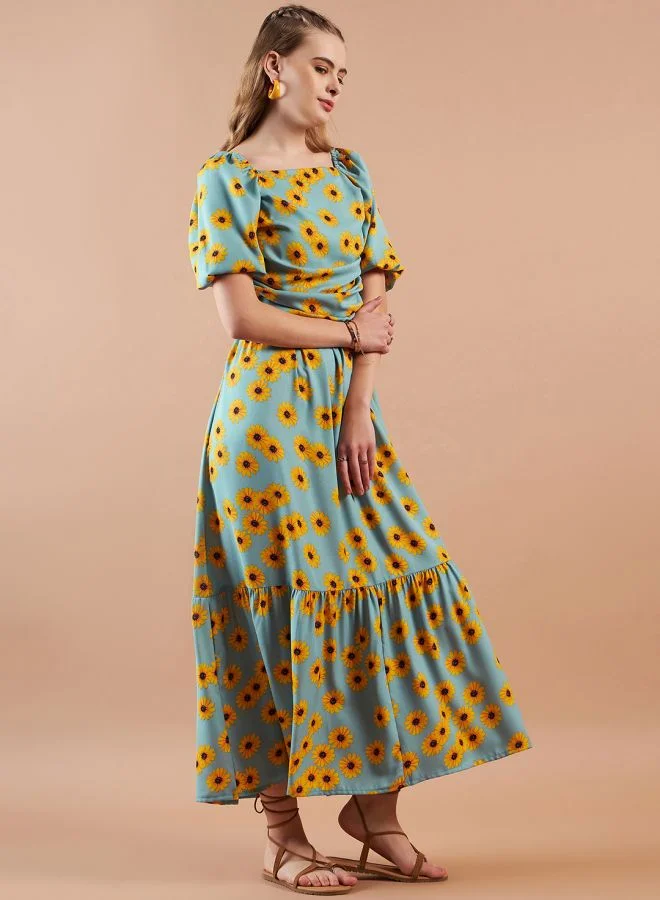Freehand Women Fit and Flared Casual Floral Print Maxi Dress