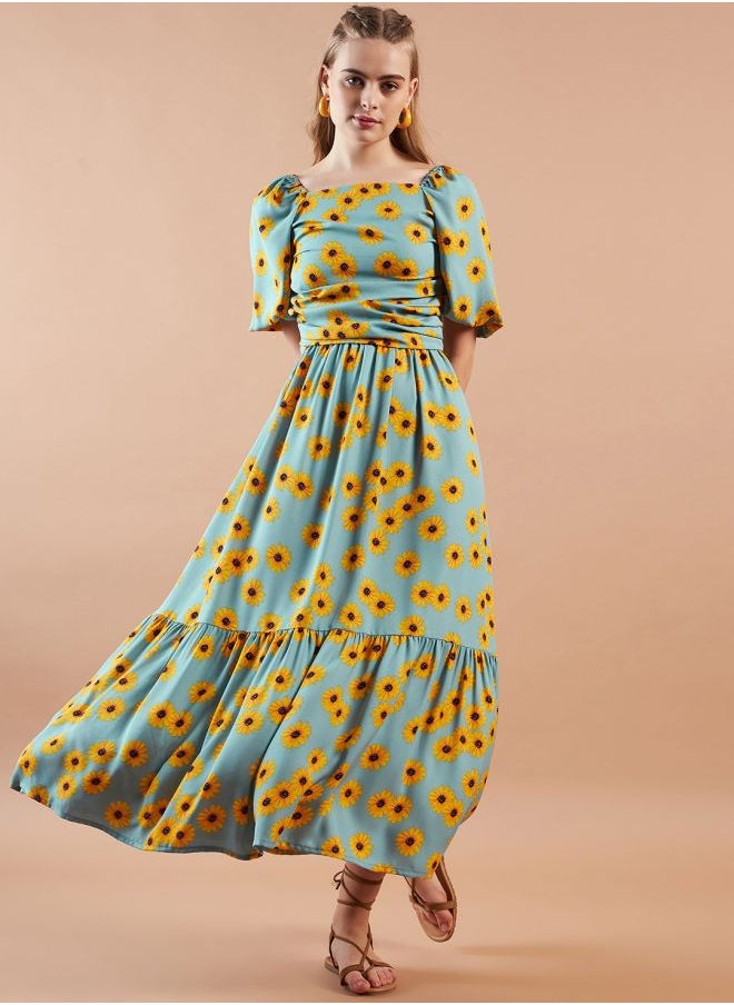 Freehand Women Fit and Flared Casual Floral Print Maxi Dress  - Image 3