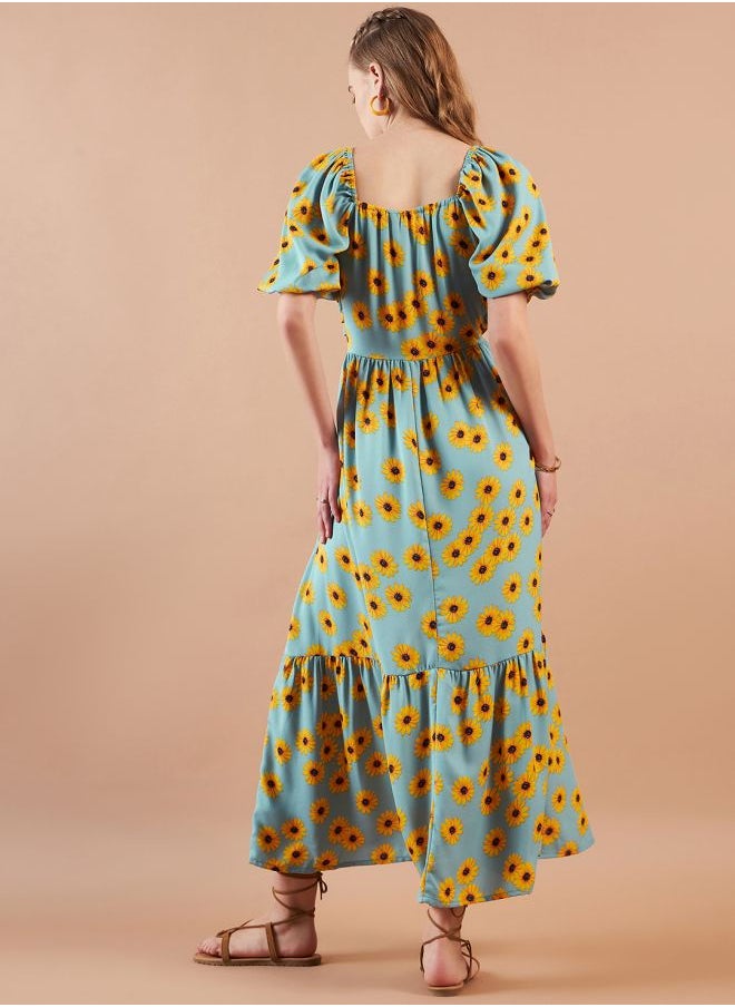 Freehand Women Fit and Flared Casual Floral Print Maxi Dress  - Image 2