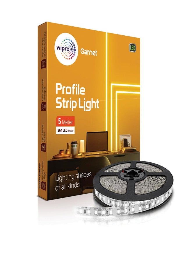 wipro Plastic Garnet 5 Meter Profile Strip with 264 LED/Mtr, Neutral White (Pack of 1) - Image 1