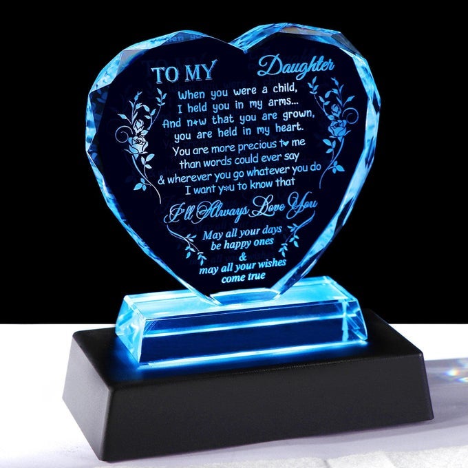 TO MY DAUGHTER BIRTHDAY GIFTS FROM MOM DAD HEART SHAPED GLASS KEEPSAKE FOR DAUGHTER ADULT GRADUATION