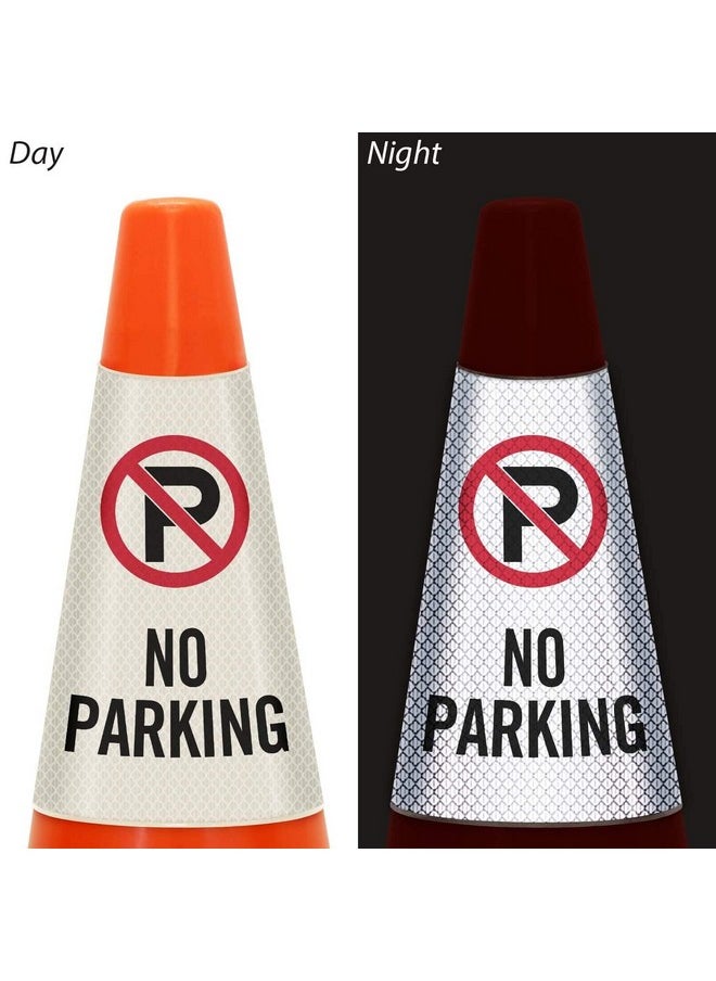 SmartSign 6 Pack "No Parking" Reflective Cone Message Sleeve Collar With Symbol 360 Degree Visibility Non Adhesive Vinyl Signs For Traffic Safety Cones 3 Side Print [Cone Not Included] Usa Made  - Image 3