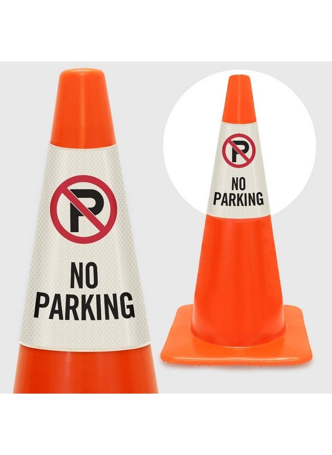 SmartSign 6 Pack "No Parking" Reflective Cone Message Sleeve Collar With Symbol 360 Degree Visibility Non Adhesive Vinyl Signs For Traffic Safety Cones 3 Side Print [Cone Not Included] Usa Made  - Image 2