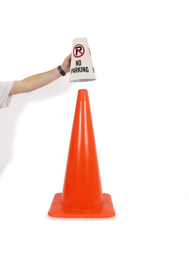 SmartSign 6 Pack "No Parking" Reflective Cone Message Sleeve Collar With Symbol 360 Degree Visibility Non Adhesive Vinyl Signs For Traffic Safety Cones 3 Side Print [Cone Not Included] Usa Made  - Image 5