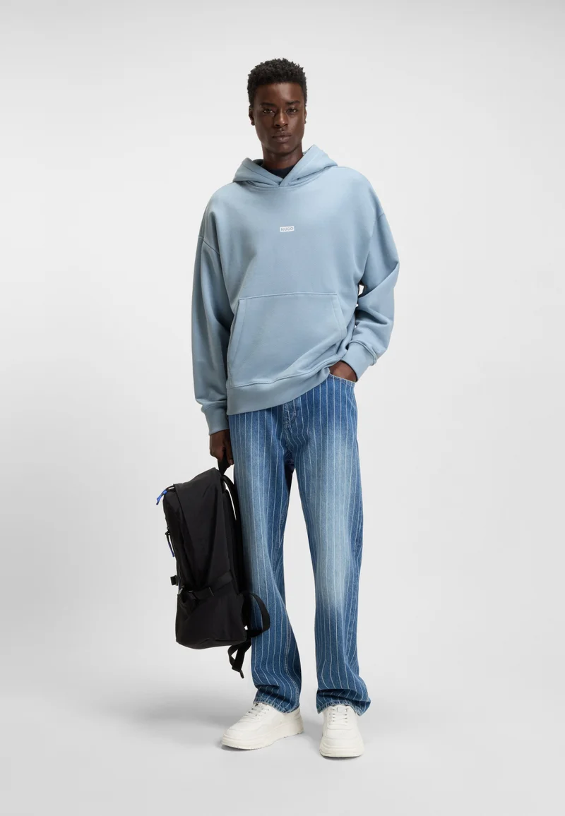 HUGO Cotton-terry loose-fit hoodie with logo details