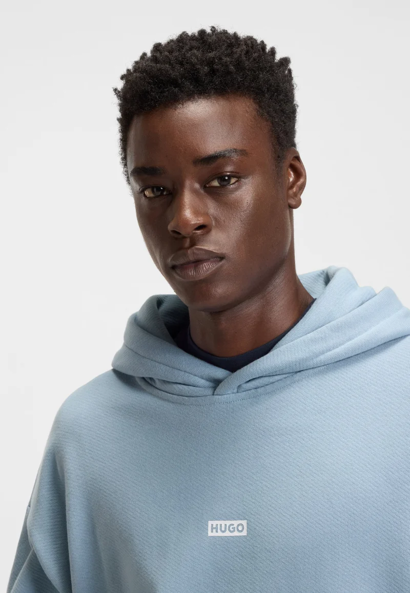 HUGO Cotton-terry loose-fit hoodie with logo details