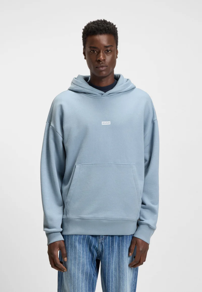 HUGO Cotton-terry loose-fit hoodie with logo details