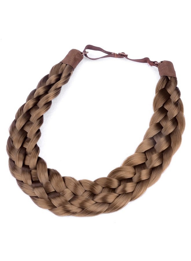 DIGUAN 5 Strands Synthetic Hair Braided Headband Classic Chunky Wide Plaited Braids Elastic Stretch Hairpiece Women Girl Beauty Accessory 56G (Medium Brown) - Image 4