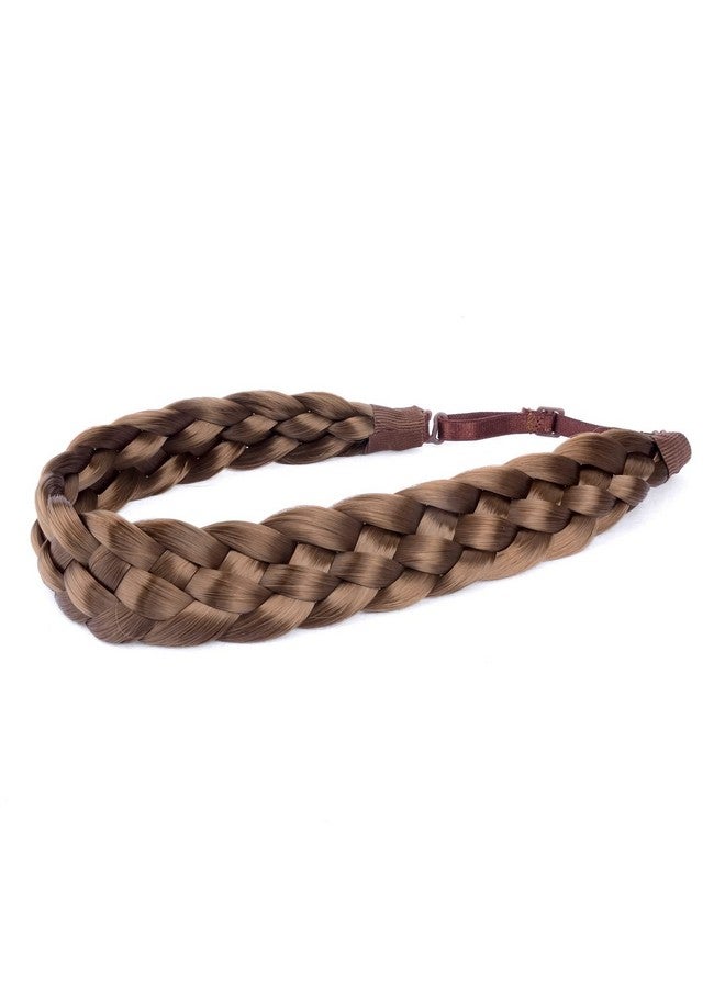 DIGUAN 5 Strands Synthetic Hair Braided Headband Classic Chunky Wide Plaited Braids Elastic Stretch Hairpiece Women Girl Beauty Accessory 56G (Medium Brown) - Image 5
