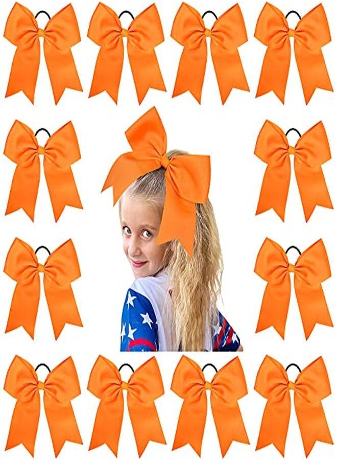 Aileam - Ge Cheer Bows Ponytail Holder 12Pcs Girls Elastic Hair Ties Orange Accessories For Women Youth Toddler Football Competition Sports - Image 1