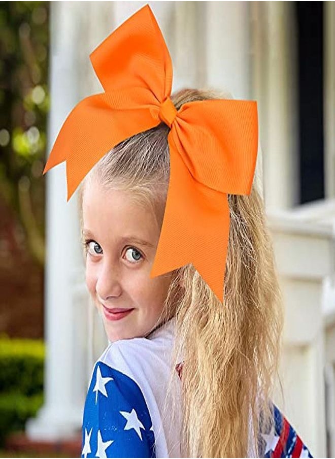 Aileam - Ge Cheer Bows Ponytail Holder 12Pcs Girls Elastic Hair Ties Orange Accessories For Women Youth Toddler Football Competition Sports - Image 1
