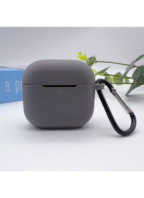 Suitable For 2024 AirPods 4Th Generation Protective Cover Apple 4Th Generation Silicone Headphone Cover Bluetooth Headset Soft Shell-Color:Gray [with Buttons] Single Pearlescent Bag Packaging-Model:2024 Airpods 4th Generation
