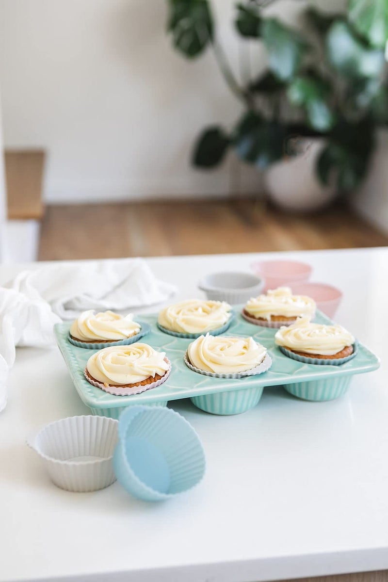 The Silicone Kitchen Reusable Silicone Baking Cup Silicone Muffin Liners for Cupcakes, BPA Free, Regular, 24 Pack, Pink Gray Blue - Image 3
