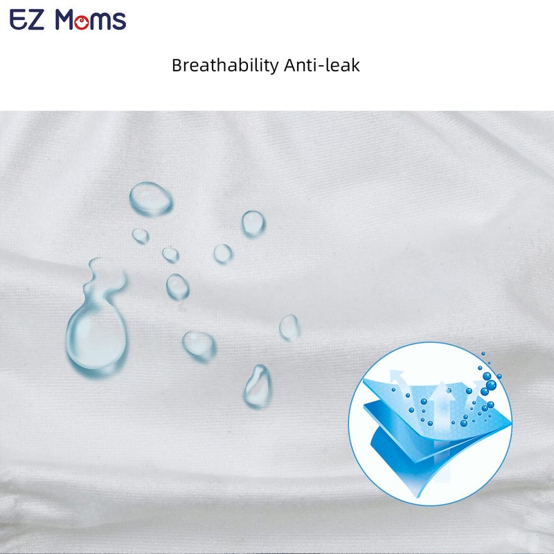 EZ Moms 4 Packs Soft Baby Diaper Covers for Girls Plastic Pants Reusable Swim Diaper Cover Portable Rubber Pants for Toddlers with Baby Washable Wipes Boys and Girls 5T Rubber Underwear for Toddlers - Image 3