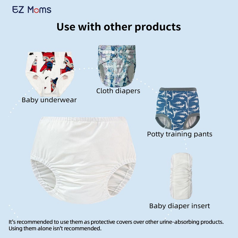EZ Moms 4 Packs Soft Baby Diaper Covers for Girls Plastic Pants Reusable Swim Diaper Cover Portable Rubber Pants for Toddlers with Baby Washable Wipes Boys and Girls 5T Rubber Underwear for Toddlers - Image 4