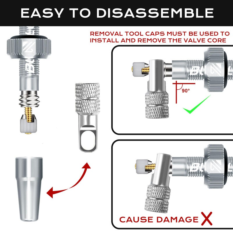 BUCKLOS Tubeless Presta Valve Stem 40/44/55/60/65/80/100 mm, Valve Stem Kit with Valve Core Removal Tool for Road Bike/Mountain Bike/MTB, Fit Most Bicycle Rims, Super Light Durable Aluminum Stem - Image 3