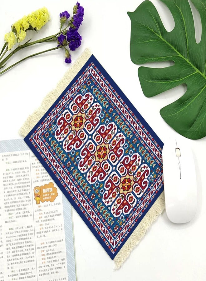 Aramu Vintage Mini Mouse Pad Coasters Oriental Mousepad Floral Style Funny Desk Mat Coasters Graduation Gift for Boho Doll House Rug with Anti Slip Rubber Base for Desk(Classic Style) - Image 1