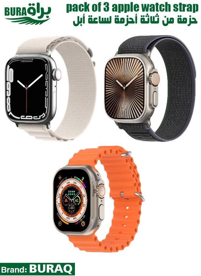BURAQ - Apple Watch Band Strap For Apple Watch Ultra 2/Ultra 49mm, Series 10 46mm, 9/8/7 45mm, SE2/SE/6/5/4 44mm, 3/2/1 42mm - Image 1