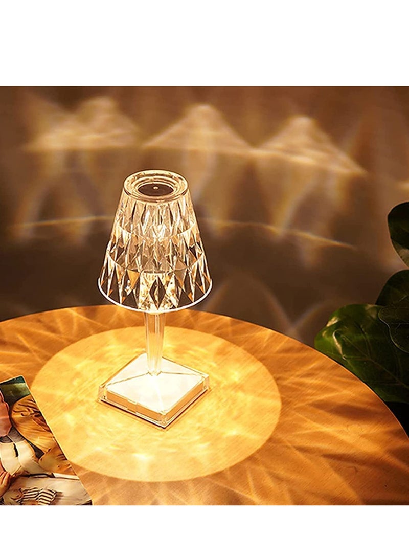 ELTRAZONE Crystal Touch Control Small Table Lamp-3 Color Changing Decorative Lighting Led Atmosphere Desk Lights Diamond USB Dimmable for Bedroom, Living Room, Restaurant, Bar, Wedding, Party (USB Rechargeable) - Image 3