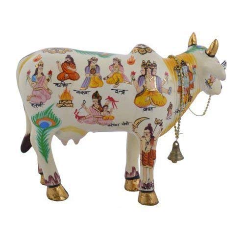 Achleshwar Kamdhenu Cow Idol with Calf | Handcrafted Polyresin Statue for Vastu, Pooja & Home Decor | Auspicious Decorative Murti | Multicolor | 19x12x15 cm - Image 2