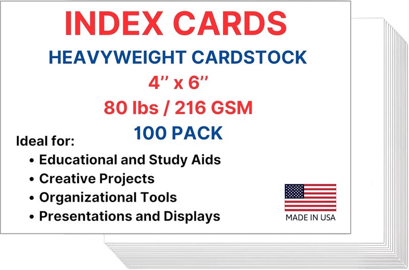 Cranium Press Index Cards, 4x6, Blank on Both Sides, White, 100 Count (1 pack of 100) (100) - Image 1