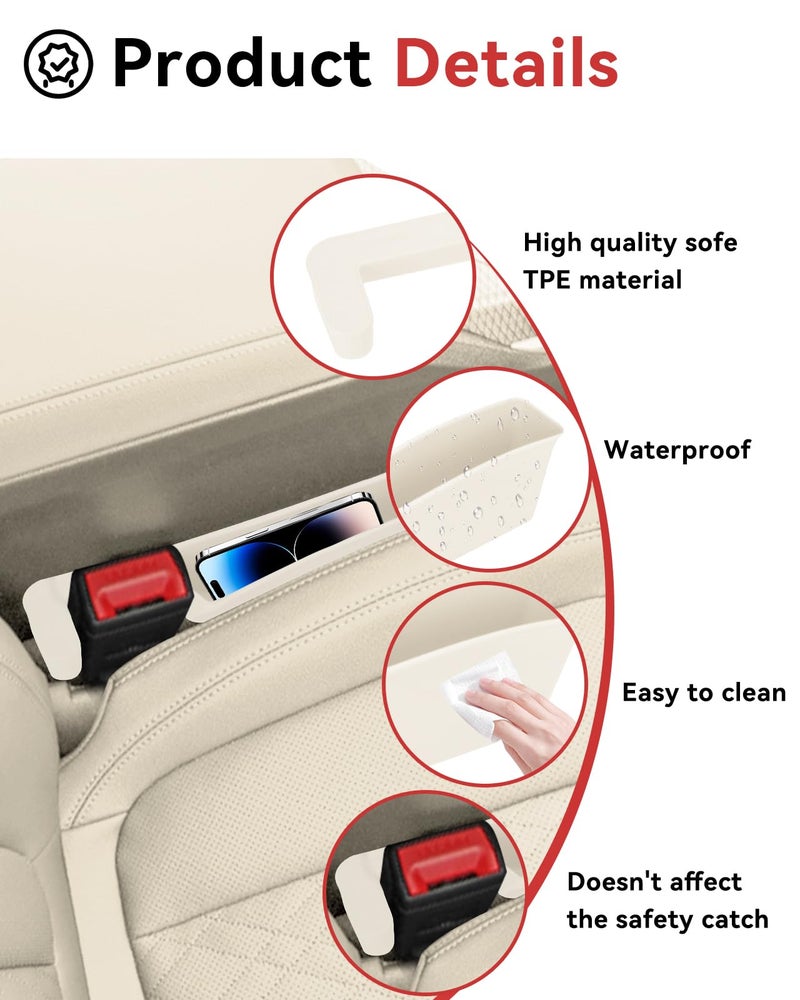 Edotim Car Seat Gap Filler, Seat Gap Organizer with Phone Holder, Car Seat Accessories, Car Organizer Fit SUV Truck-2PCS White - Image 3