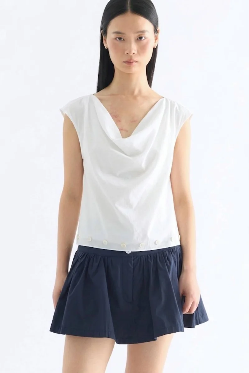 ذا اديتورز ماركت Gwen Buttoned Cowl-Neck Top