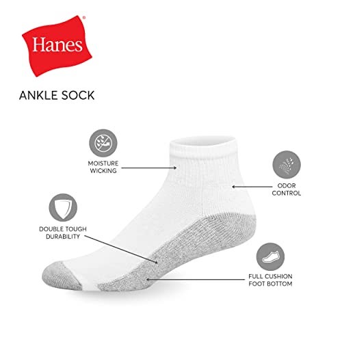 Hanes Big and Tall Ankle, 12-14-White, 6 Pairs - Image 2